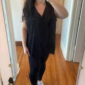 Elegant Black V-Neck Blouse